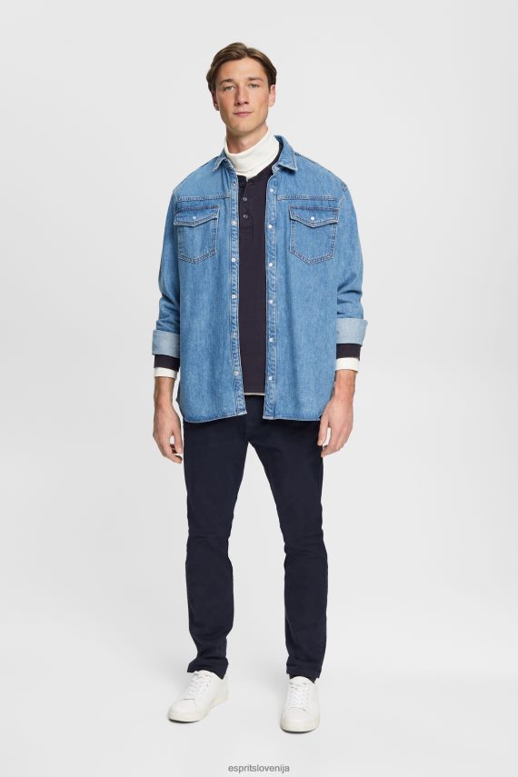 dolgi rokav sl Esprit moški majica z dolgimi rokavi in ​​gumbi mornarica 6X446772