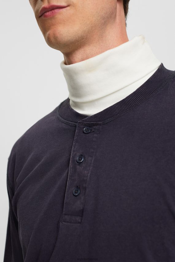 dolgi rokav sl Esprit moški majica z dolgimi rokavi in ​​gumbi mornarica 6X446772