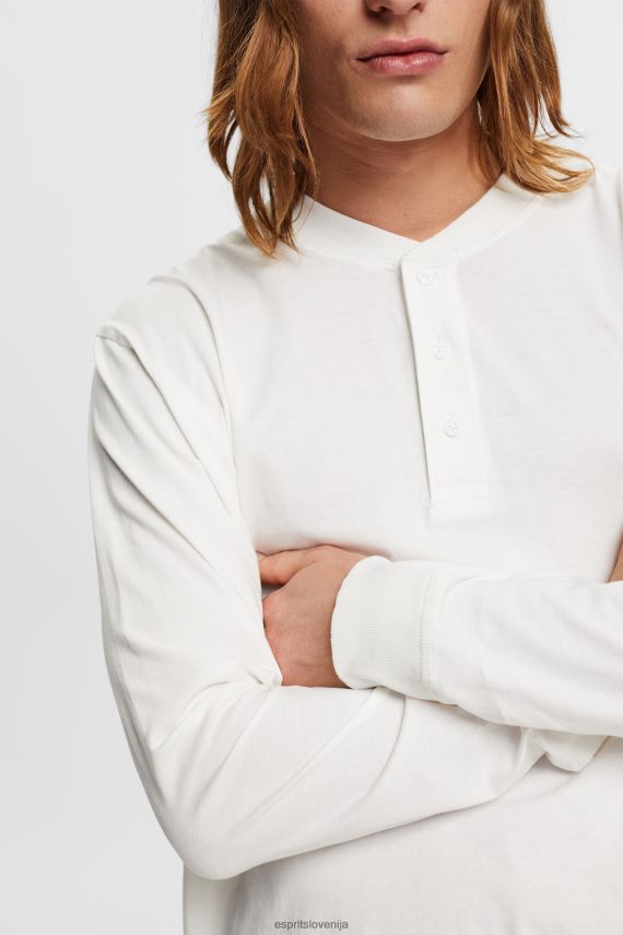 dolgi rokav sl Esprit moški majica z dolgimi rokavi in ​​gumbi umazano bela 6X446771