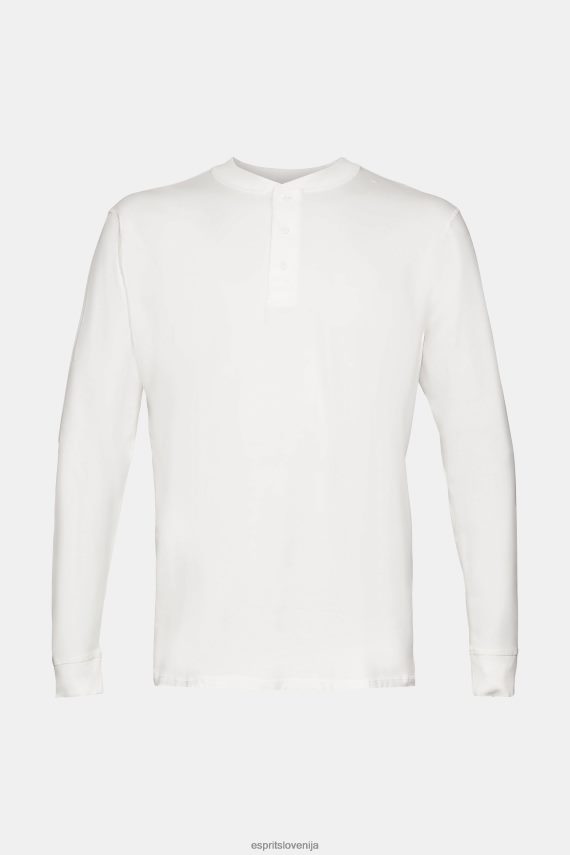 dolgi rokav sl Esprit moški majica z dolgimi rokavi in ​​gumbi umazano bela 6X446771