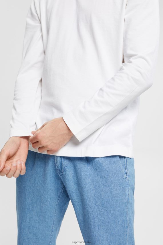 dolgi rokav sl Esprit moški majica z dolgimi rokavi iz džersija bela 6X446947