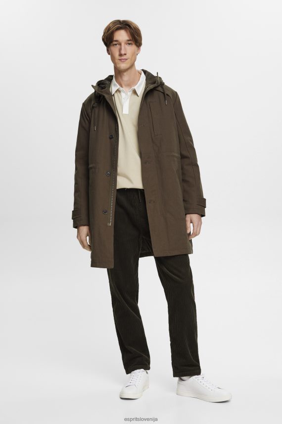 dolgi rokav sl Esprit moški majica za ragbi z izvezenim logotipom prašno zelena 6X446720