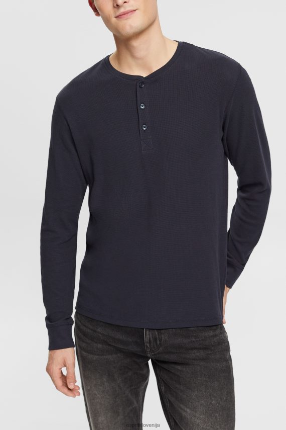 dolgi rokav sl Esprit moški vafelj majica z dolgimi rokavi, 100% bombaž mornarica 6X446822