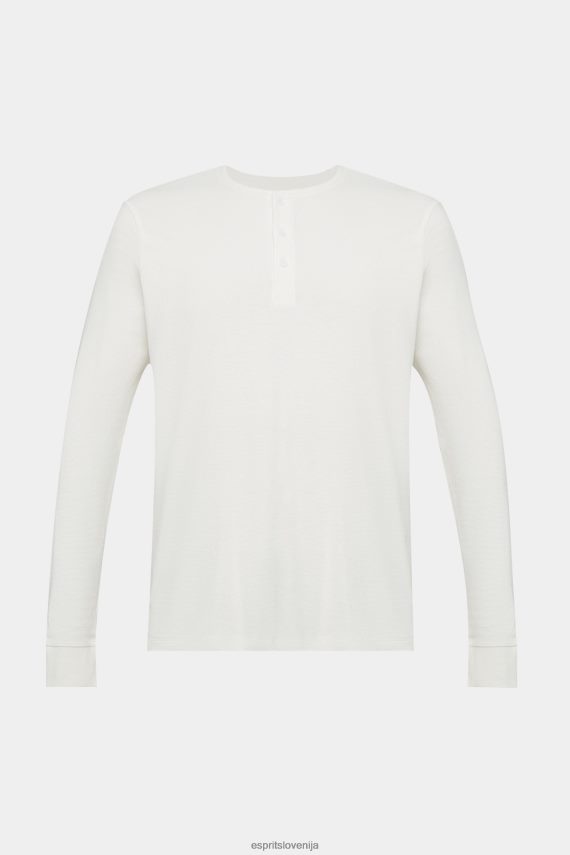 dolgi rokav sl Esprit moški vafelj pique top z dolgimi rokavi umazano bela 6X446696