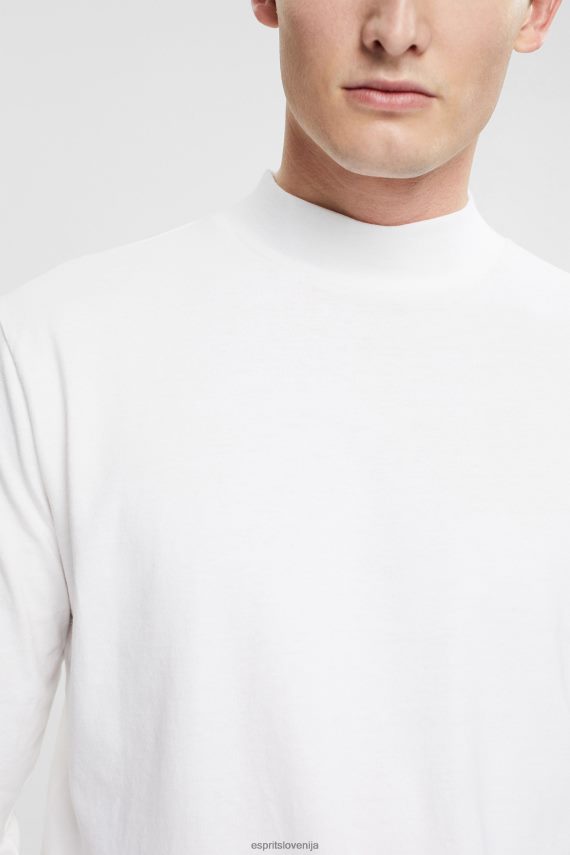 dolgi rokav sl Esprit moški vrh z dolgimi rokavi in ​​stoječim ovratnikom bela 6X446943