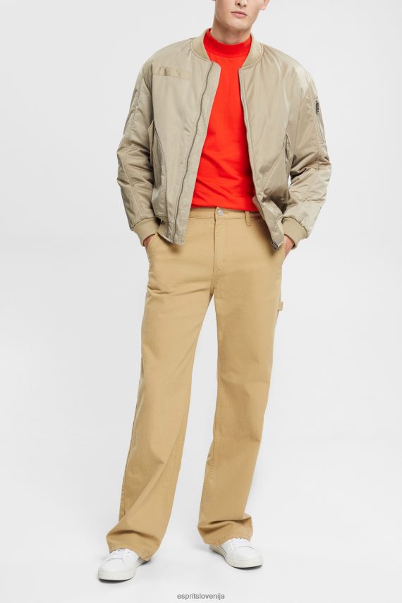 dolgi rokav sl Esprit moški vrh z dolgimi rokavi in ​​stoječim ovratnikom rdeča 6X446944