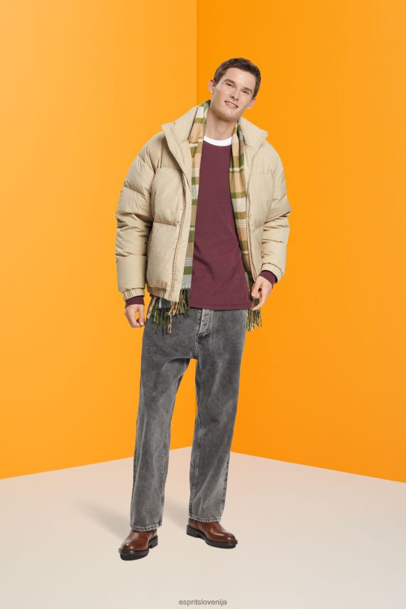 dolgi rokav sl Esprit moški waffle pique majica z dolgimi rokavi bordojsko rdeča 6X446825