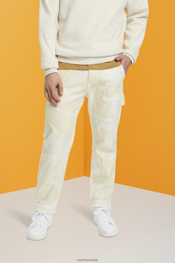 hlače in hlače sl Esprit moški ravne kargo hlače z vzorcem bež 6X446675