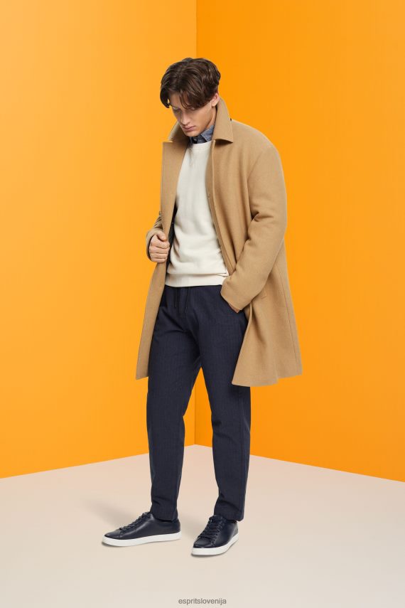 hlače in hlače sl Esprit moški črtaste hlače z vrvico v pasu temno modra 6X446816