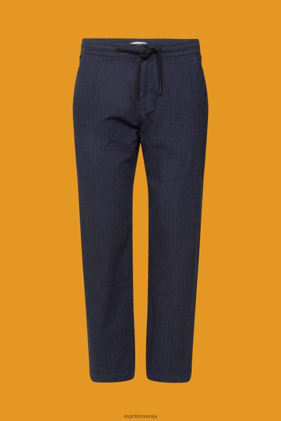 hlače in hlače sl Esprit moški črtaste hlače z vrvico v pasu temno modra 6X446816