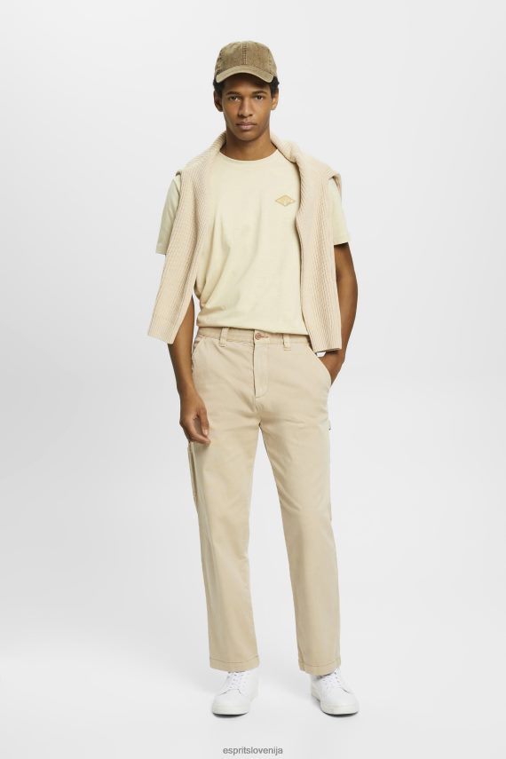 hlače in hlače sl Esprit moški vintage ravne cargo hlače svetlo bež 6X446731