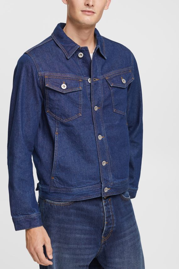 jakne sl Esprit moški Denim jakna modro temno pranje 6X446879