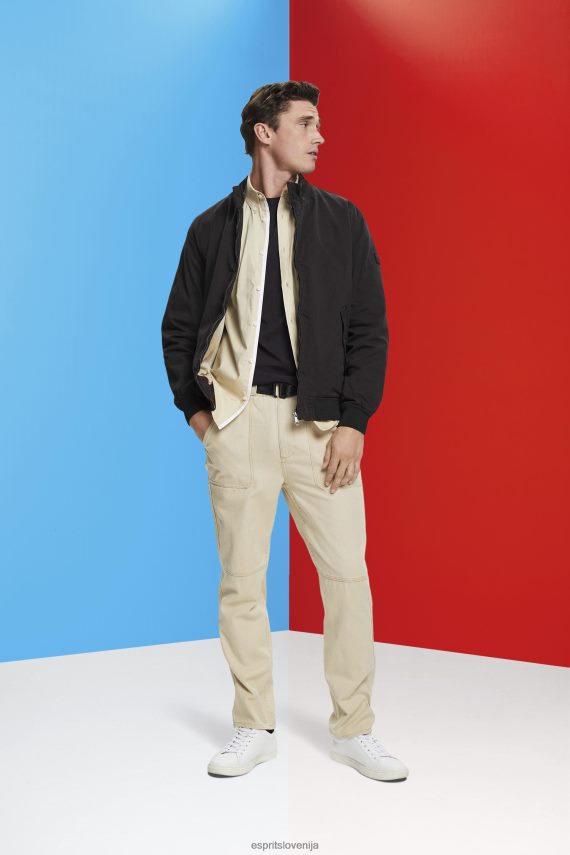 jakne sl Esprit moški bomber jakna s stoječim ovratnikom Črna 6X446713