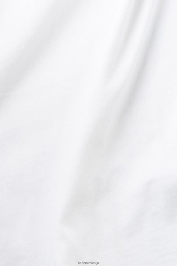 majice s kratkimi rokavi sl Esprit moški bombažna majica s potiskom logotipa bela 6X446624