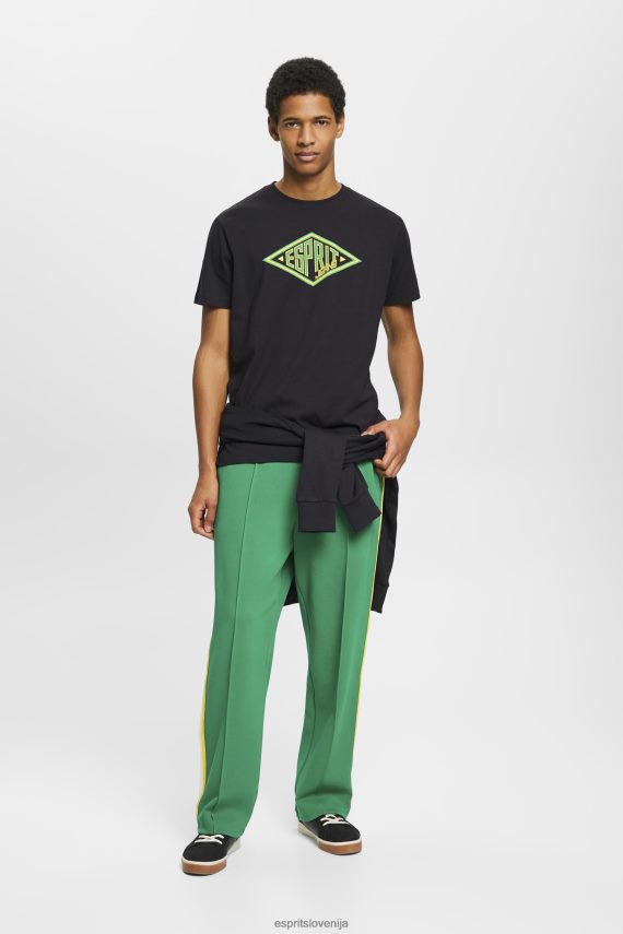 majice s kratkimi rokavi sl Esprit moški bombažna majica s potiskom logotipa Črna 6X446623