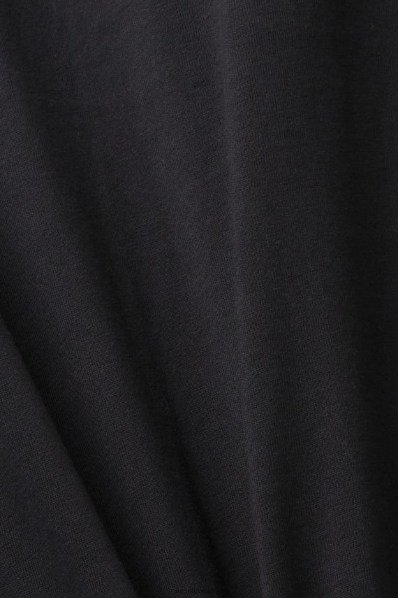 majice s kratkimi rokavi sl Esprit moški bombažna majica s potiskom logotipa Črna 6X446623