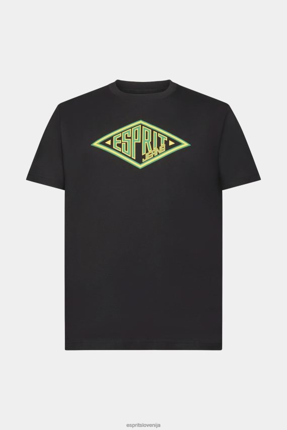 majice s kratkimi rokavi sl Esprit moški bombažna majica s potiskom logotipa Črna 6X446623