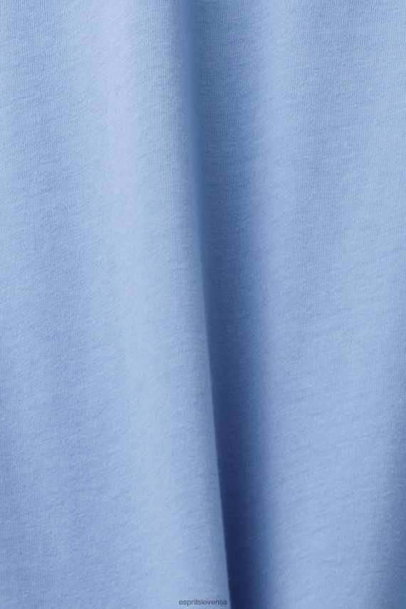 majice s kratkimi rokavi sl Esprit moški bombažna majica s potiskom logotipa svetlo modra sivka 6X446627