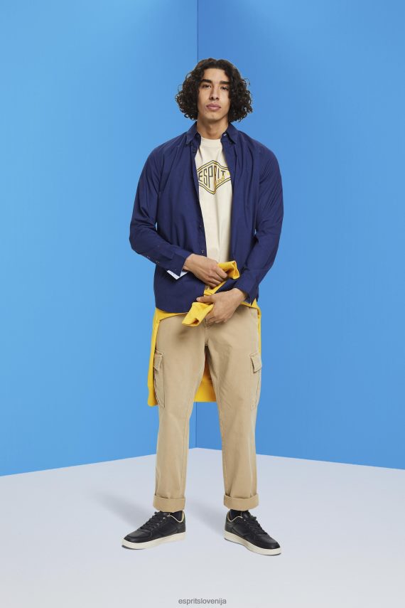 majice s kratkimi rokavi sl Esprit moški bombažna majica s potiskom logotipa svetlo taupe 6X446625