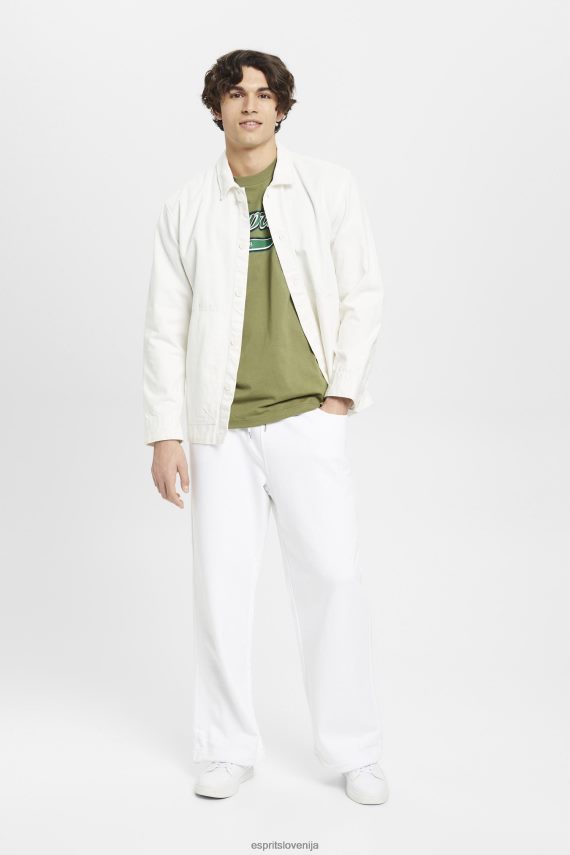 majice s kratkimi rokavi sl Esprit moški bombažna majica s potiskom retro logotipa olivno 6X446631