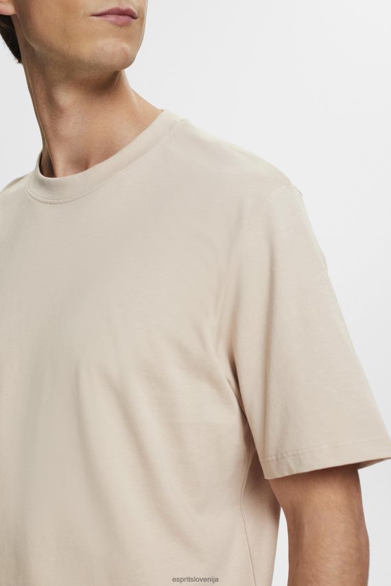 majice s kratkimi rokavi sl Esprit moški bombažna majica z okroglim izrezom svetlo taupe 6X446722