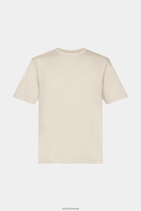 majice s kratkimi rokavi sl Esprit moški bombažna majica z okroglim izrezom svetlo taupe 6X446722