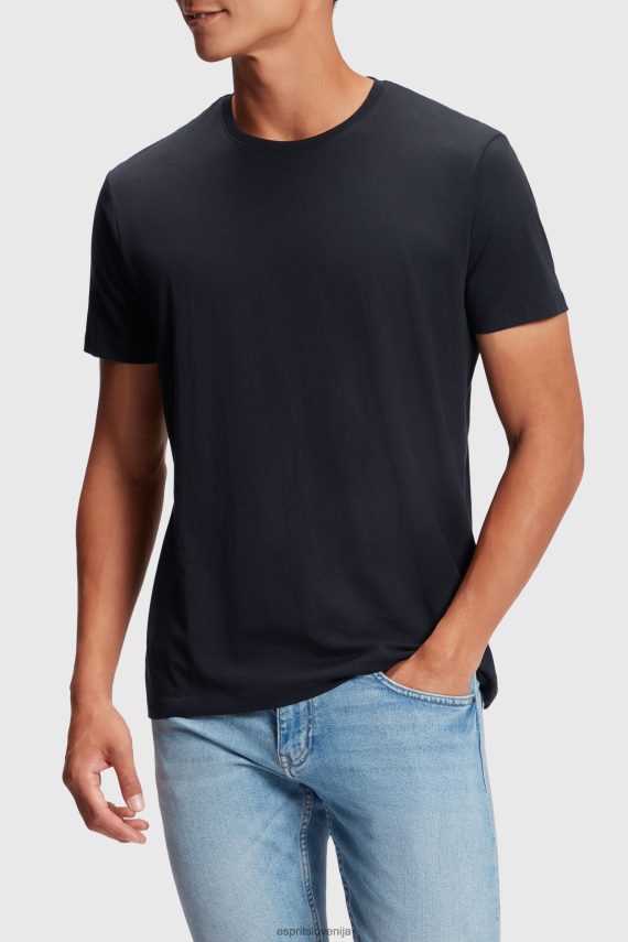 majice s kratkimi rokavi sl Esprit moški dva paketa bombažnih majic z okroglim izrezom Črna 6X446855