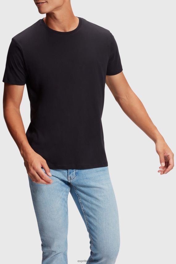 majice s kratkimi rokavi sl Esprit moški dva paketa bombažnih majic z okroglim izrezom črnobela 6X446857