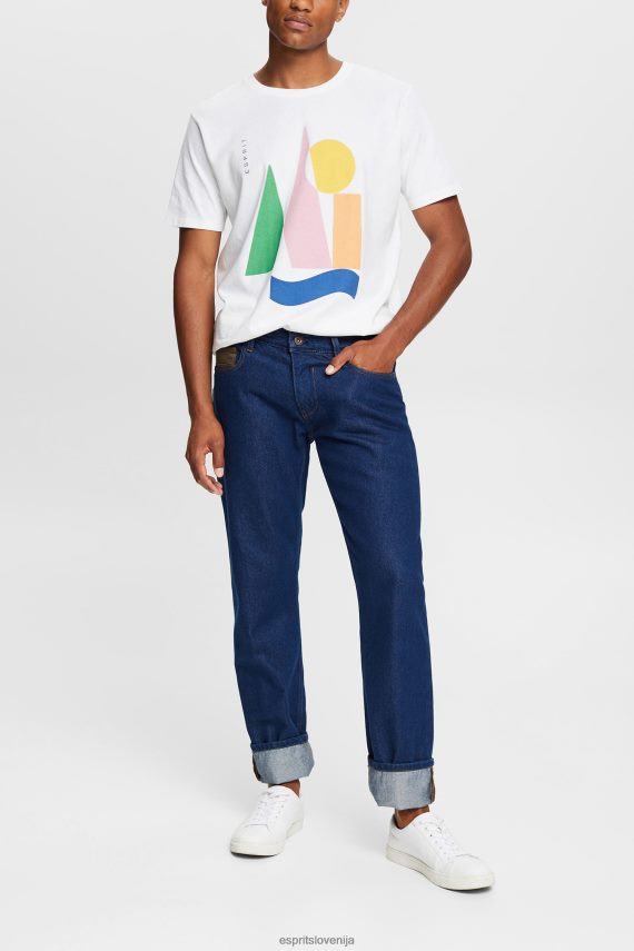 majice s kratkimi rokavi sl Esprit moški jersey majica s potiskom bela 6X446844