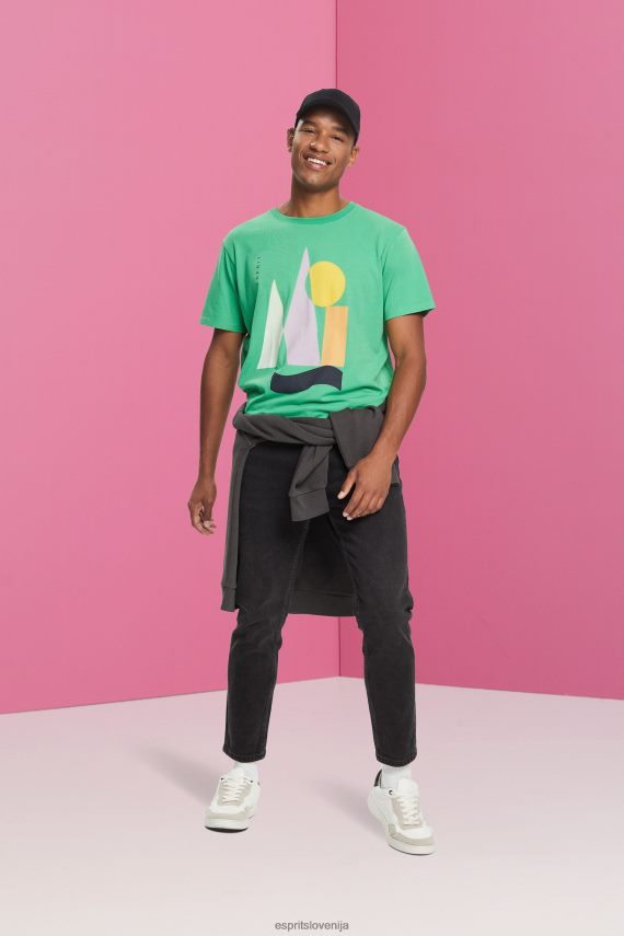 majice s kratkimi rokavi sl Esprit moški jersey majica s potiskom zelena 6X446845