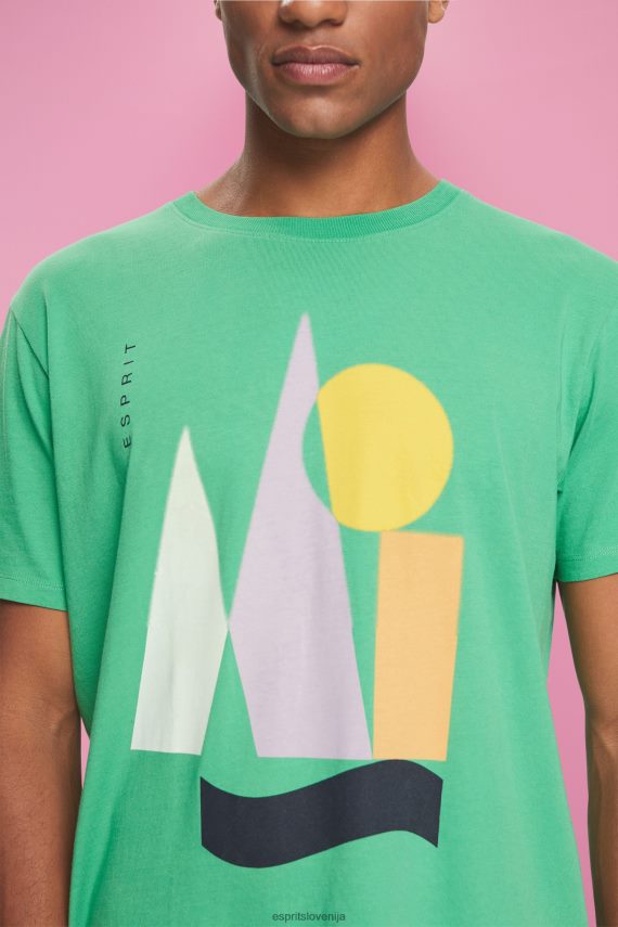 majice s kratkimi rokavi sl Esprit moški jersey majica s potiskom zelena 6X446845
