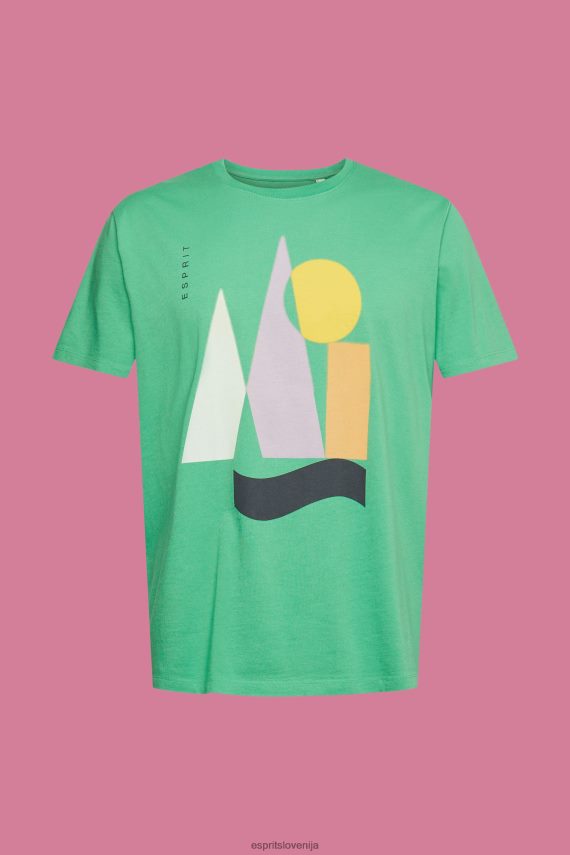 majice s kratkimi rokavi sl Esprit moški jersey majica s potiskom zelena 6X446845