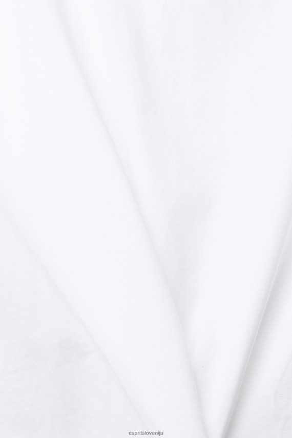 majice s kratkimi rokavi sl Esprit moški majica iz džersija z izvezenim logotipom bela 6X446915