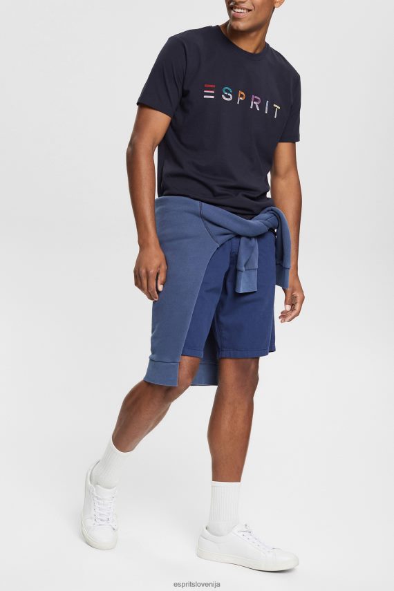 majice s kratkimi rokavi sl Esprit moški majica iz džersija z izvezenim logotipom mornarica 6X446917