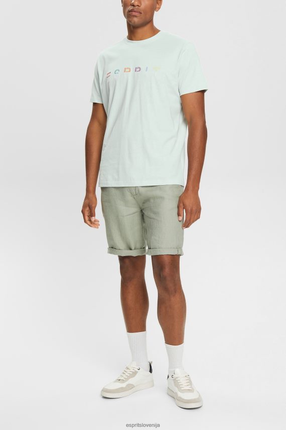 majice s kratkimi rokavi sl Esprit moški majica iz džersija z izvezenim logotipom pastelno modra 6X446919