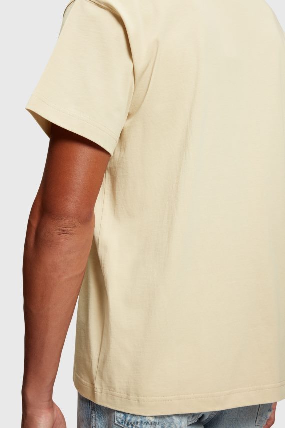 majice s kratkimi rokavi sl Esprit moški majica s kratkimi rokavi z logotipom na prsih svetlo taupe 6X446608