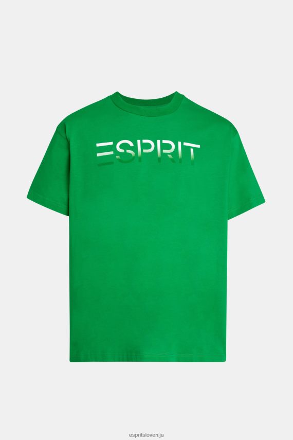 majice s kratkimi rokavi sl Esprit moški majica s kratkimi rokavi z logotipom na prsih zelena 6X446609
