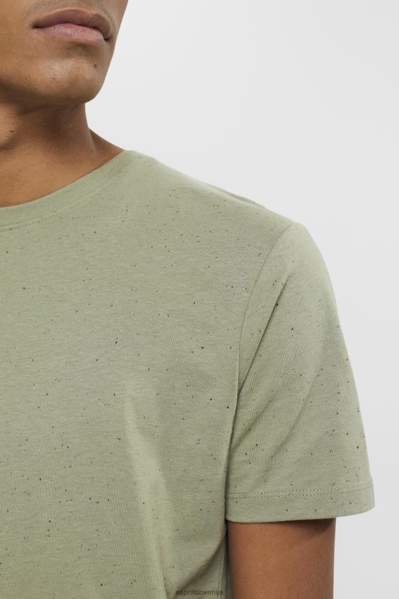 majice s kratkimi rokavi sl Esprit moški majica s pikčastim jerseyjem svetlo kaki 6X446780