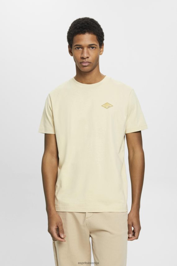 majice s kratkimi rokavi sl Esprit moški majica s potiskom logotipa bež 6X446600