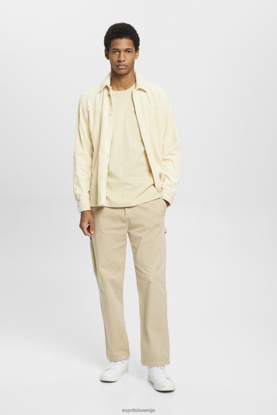 majice s kratkimi rokavi sl Esprit moški majica s potiskom logotipa bež 6X446600