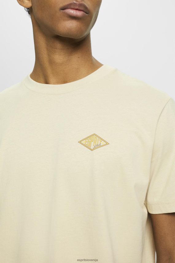 majice s kratkimi rokavi sl Esprit moški majica s potiskom logotipa bež 6X446600