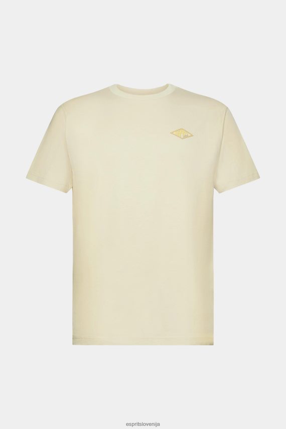 majice s kratkimi rokavi sl Esprit moški majica s potiskom logotipa bež 6X446600