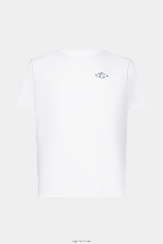majice s kratkimi rokavi sl Esprit moški majica s potiskom logotipa bela 6X446599
