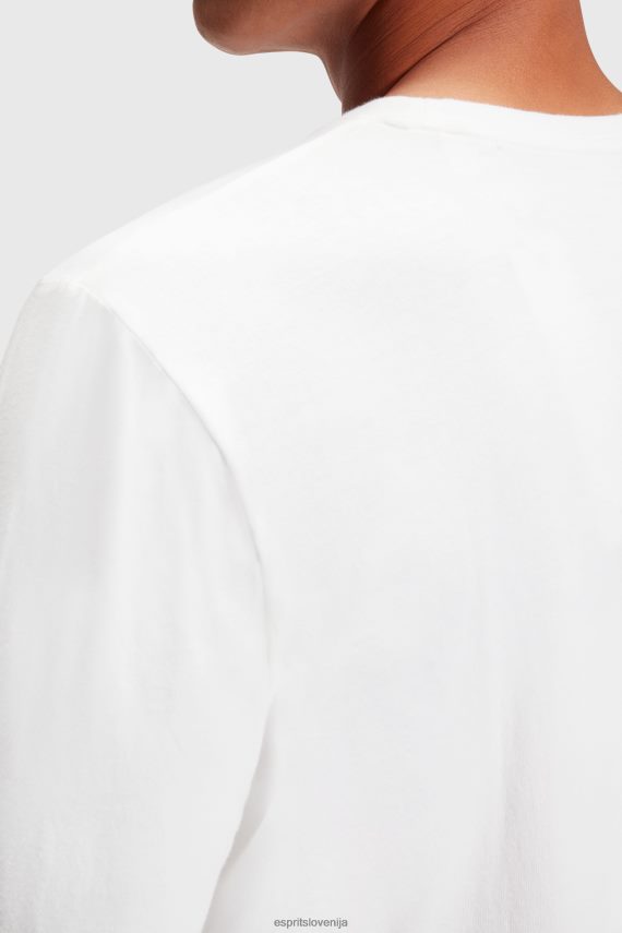 majice s kratkimi rokavi sl Esprit moški majica s potiskom logotipa bela 6X446864