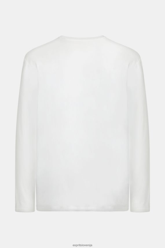 majice s kratkimi rokavi sl Esprit moški majica s potiskom logotipa bela 6X446864