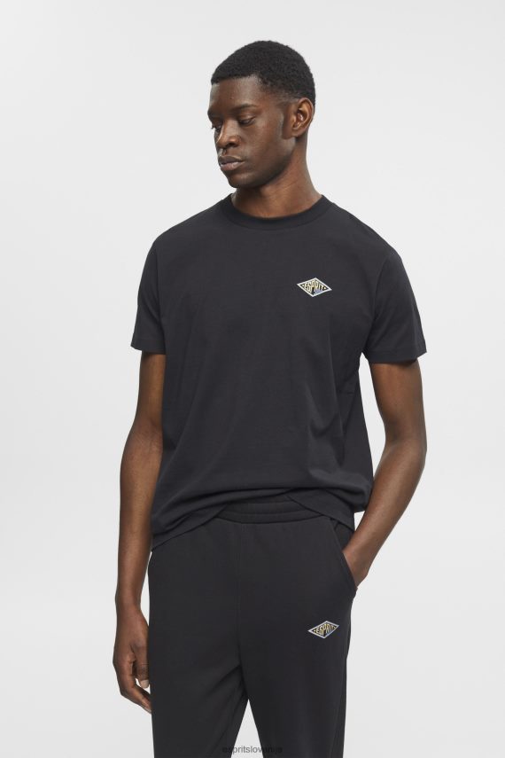 majice s kratkimi rokavi sl Esprit moški majica s potiskom logotipa Črna 6X446598