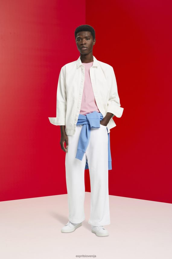 majice s kratkimi rokavi sl Esprit moški majica s potiskom logotipa roza 6X446603