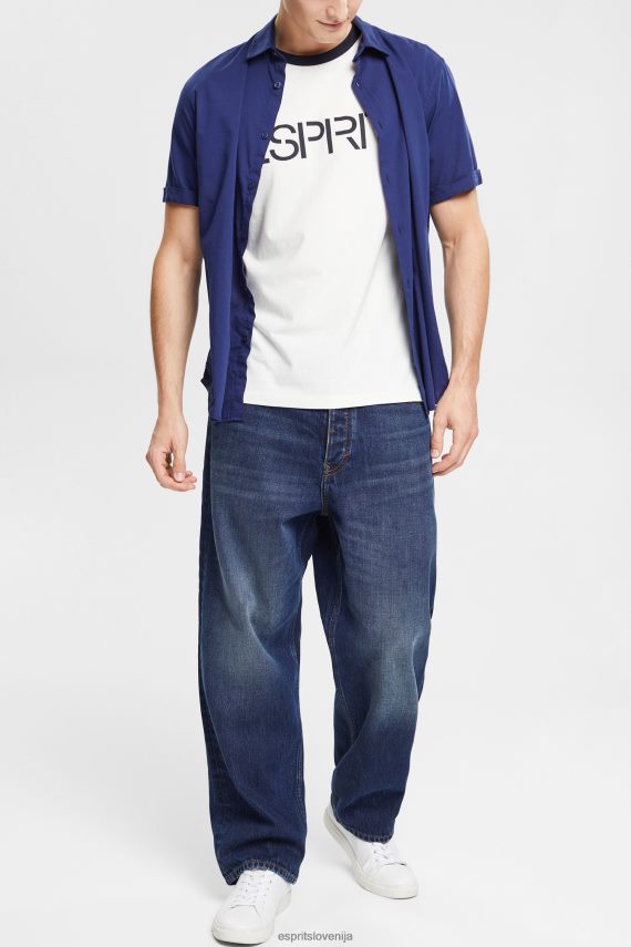 majice s kratkimi rokavi sl Esprit moški majica s potiskom logotipa v dresu umazano bela 6X446949