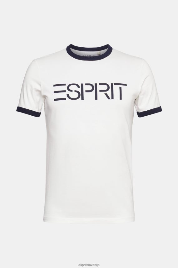 majice s kratkimi rokavi sl Esprit moški majica s potiskom logotipa v dresu umazano bela 6X446949