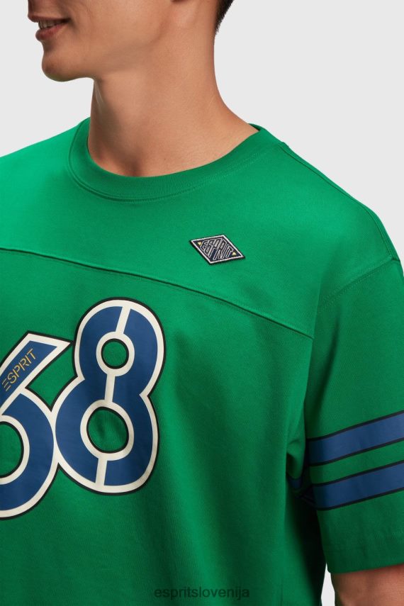 majice s kratkimi rokavi sl Esprit moški majica s črtastimi rokavi smaragdno zelena 6X446806